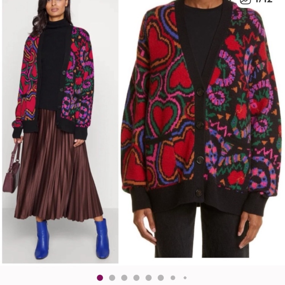 Farm Rio mixed rainbow wild hearts snakes cardigan sweater